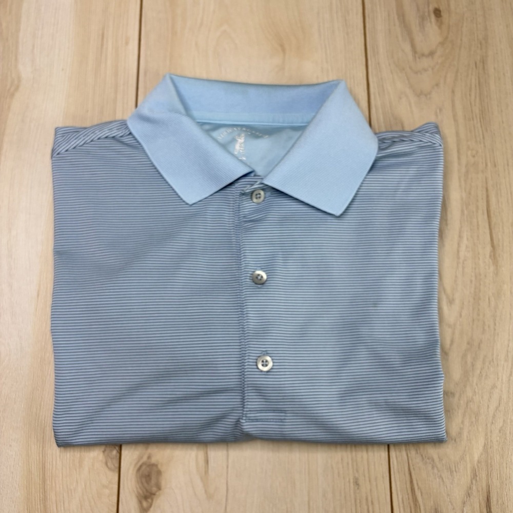 Fairway & Greene Tech Mens Performance Golf Polo Shirt Striped Blue Medium